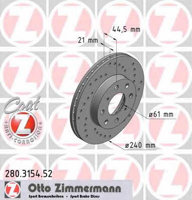 Otto Zimmermann 280.3154.52 Wentylowana przednia tarcza hamulcowa 280315452: Dobra cena w Polsce na 2407.PL - Kup Teraz!