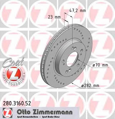 Otto Zimmermann 280.3160.52 Brake disc 280316052: Buy near me at 2407.PL in Poland at an Affordable price!