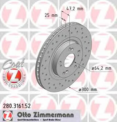Otto Zimmermann 280.3161.52 Wentylowana przednia tarcza hamulcowa 280316152: Dobra cena w Polsce na 2407.PL - Kup Teraz!
