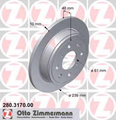 Otto Zimmermann 280.3170.00 Диск тормозной 280317000: Отличная цена - Купить в Польше на 2407.PL!