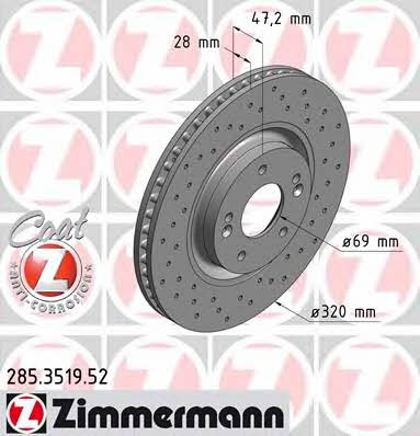 Otto Zimmermann 285.3519.52 Front brake disc ventilated 285351952: Buy near me in Poland at 2407.PL - Good price!