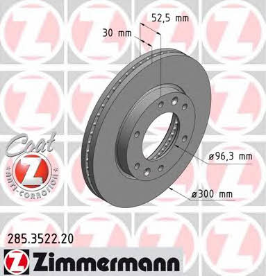 Otto Zimmermann 285.3522.20 Front brake disc ventilated 285352220: Buy near me in Poland at 2407.PL - Good price!