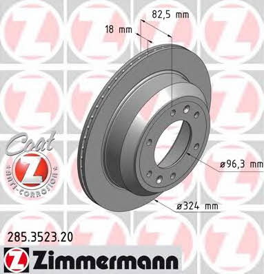 Otto Zimmermann 285.3523.20 Rear ventilated brake disc 285352320: Buy near me in Poland at 2407.PL - Good price!