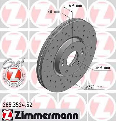 Otto Zimmermann 285.3524.52 Front brake disc ventilated 285352452: Buy near me in Poland at 2407.PL - Good price!