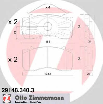 Otto Zimmermann 29148.340.3 Тормозные колодки дисковые, комплект 291483403: Отличная цена - Купить в Польше на 2407.PL!