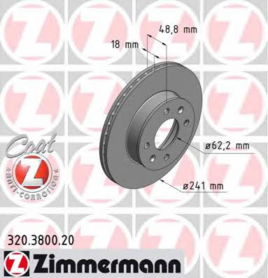 Otto Zimmermann 320.3800.20 Front brake disc ventilated 320380020: Buy near me at 2407.PL in Poland at an Affordable price!