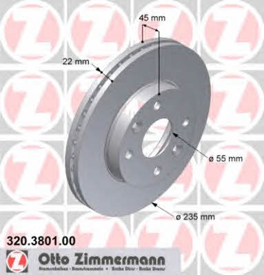 Otto Zimmermann 320.3801.00 Тормозной диск передний вентилируемый 320380100: Отличная цена - Купить в Польше на 2407.PL!