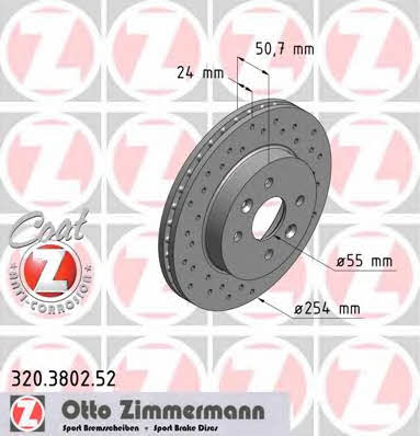 Otto Zimmermann 320.3802.52 Wentylowana przednia tarcza hamulcowa 320380252: Dobra cena w Polsce na 2407.PL - Kup Teraz!
