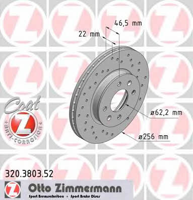 Otto Zimmermann 320.3803.52 Front brake disc ventilated 320380352: Buy near me in Poland at 2407.PL - Good price!