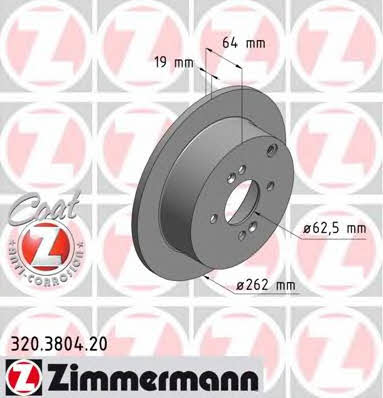 Otto Zimmermann 320.3804.20 Rear brake disc, non-ventilated 320380420: Buy near me at 2407.PL in Poland at an Affordable price!
