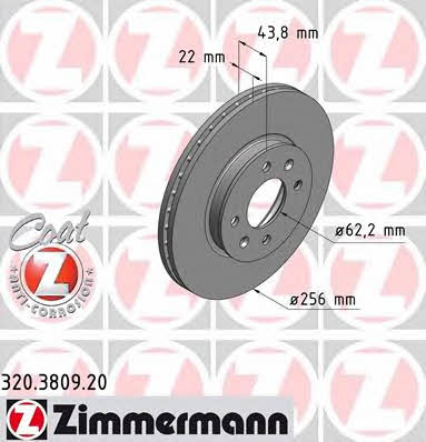 Otto Zimmermann 320.3809.20 Front brake disc ventilated 320380920: Buy near me in Poland at 2407.PL - Good price!