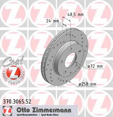 Otto Zimmermann 370.3065.52 Тормозной диск передний вентилируемый 370306552: Отличная цена - Купить в Польше на 2407.PL!