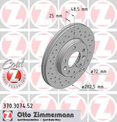 Otto Zimmermann 370.3074.52 Front brake disc ventilated 370307452: Buy near me in Poland at 2407.PL - Good price!