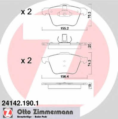 Otto Zimmermann 24142.190.1 Brake Pad Set, disc brake 241421901: Buy near me in Poland at 2407.PL - Good price!