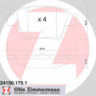Otto Zimmermann 24150.175.1 Тормозные колодки дисковые, комплект 241501751: Отличная цена - Купить в Польше на 2407.PL!