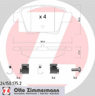 Otto Zimmermann 24150.175.2 Scheibenbremsbeläge, Set 241501752: Kaufen Sie zu einem guten Preis in Polen bei 2407.PL!