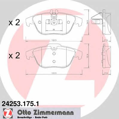 Otto Zimmermann 24253.175.1 Brake Pad Set, disc brake 242531751: Buy near me in Poland at 2407.PL - Good price!