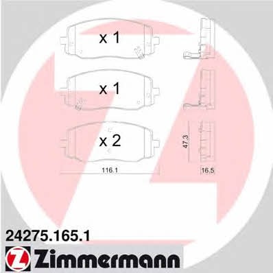Otto Zimmermann 24275.165.1 Brake Pad Set, disc brake 242751651: Buy near me in Poland at 2407.PL - Good price!