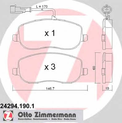 Otto Zimmermann 24294.190.1 Brake Pad Set, disc brake 242941901: Buy near me in Poland at 2407.PL - Good price!