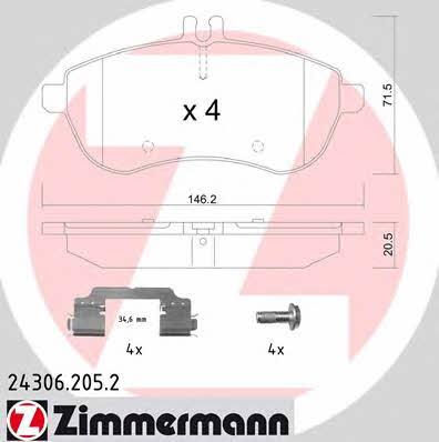 Otto Zimmermann 24306.205.2 Brake Pad Set, disc brake 243062052: Buy near me in Poland at 2407.PL - Good price!