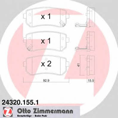 Otto Zimmermann 24320.155.1 Тормозные колодки дисковые, комплект 243201551: Отличная цена - Купить в Польше на 2407.PL!