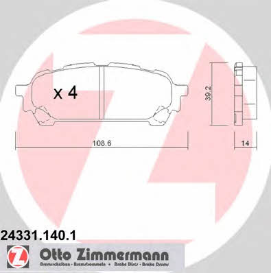 Otto Zimmermann 24331.140.1 Тормозные колодки дисковые, комплект 243311401: Отличная цена - Купить в Польше на 2407.PL!