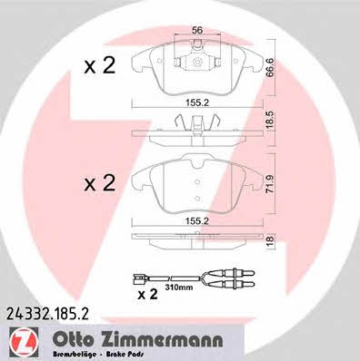 Otto Zimmermann 24332.185.2 Тормозные колодки дисковые, комплект 243321852: Отличная цена - Купить в Польше на 2407.PL!