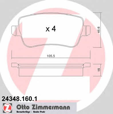 Otto Zimmermann 24348.160.1 Brake Pad Set, disc brake 243481601: Buy near me in Poland at 2407.PL - Good price!
