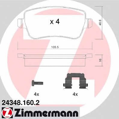 Otto Zimmermann 24348.160.2 Тормозные колодки дисковые, комплект 243481602: Отличная цена - Купить в Польше на 2407.PL!