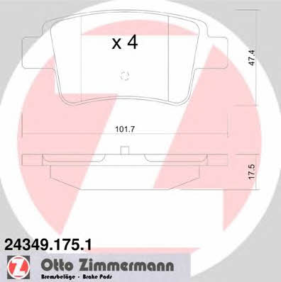 Otto Zimmermann 24349.175.1 Тормозные колодки дисковые, комплект 243491751: Отличная цена - Купить в Польше на 2407.PL!