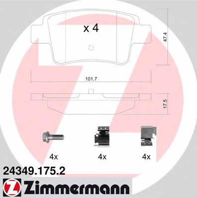 Otto Zimmermann 24349.175.2 Тормозные колодки дисковые, комплект 243491752: Отличная цена - Купить в Польше на 2407.PL!