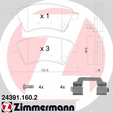 Otto Zimmermann 24391.160.2 Brake Pad Set, disc brake 243911602: Buy near me at 2407.PL in Poland at an Affordable price!