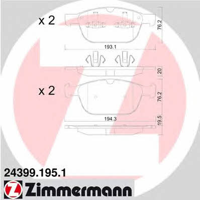 Otto Zimmermann 24399.195.1 Brake Pad Set, disc brake 243991951: Buy near me in Poland at 2407.PL - Good price!