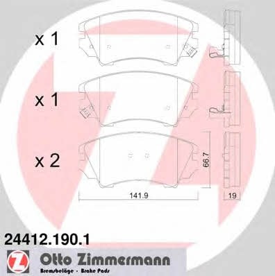 Otto Zimmermann 24412.190.1 Тормозные колодки дисковые, комплект 244121901: Отличная цена - Купить в Польше на 2407.PL!