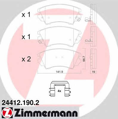 Otto Zimmermann 24412.190.2 Тормозные колодки дисковые, комплект 244121902: Отличная цена - Купить в Польше на 2407.PL!