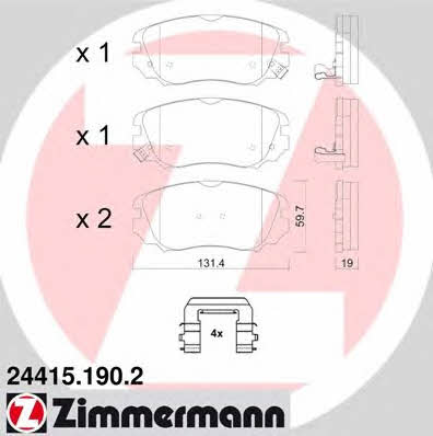 Otto Zimmermann 24415.190.2 Brake Pad Set, disc brake 244151902: Buy near me in Poland at 2407.PL - Good price!
