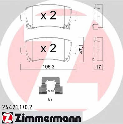 Otto Zimmermann 24421.170.2 Тормозные колодки дисковые, комплект 244211702: Отличная цена - Купить в Польше на 2407.PL!