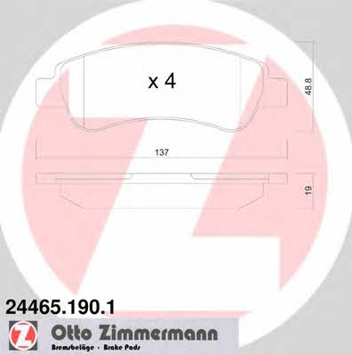 Otto Zimmermann 24465.190.1 Brake Pad Set, disc brake 244651901: Buy near me at 2407.PL in Poland at an Affordable price!