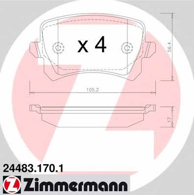 Otto Zimmermann 24483.170.1 Brake Pad Set, disc brake 244831701: Buy near me at 2407.PL in Poland at an Affordable price!