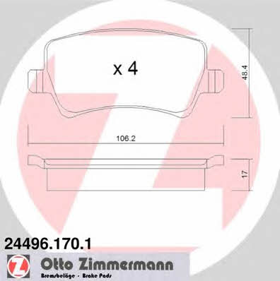 Otto Zimmermann 24496.170.1 Brake Pad Set, disc brake 244961701: Buy near me in Poland at 2407.PL - Good price!
