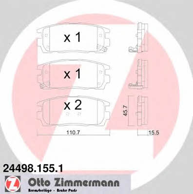 Otto Zimmermann 24498.155.1 Brake Pad Set, disc brake 244981551: Buy near me in Poland at 2407.PL - Good price!