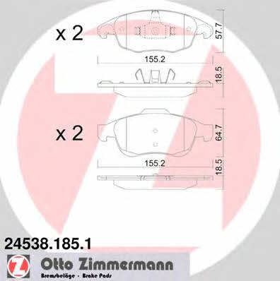 Otto Zimmermann 24538.185.1 Brake Pad Set, disc brake 245381851: Buy near me in Poland at 2407.PL - Good price!