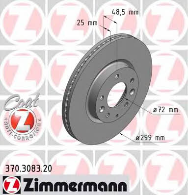 Otto Zimmermann 370.3083.20 Front brake disc ventilated 370308320: Buy near me in Poland at 2407.PL - Good price!