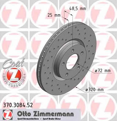 Otto Zimmermann 370.3084.52 Тормозной диск передний вентилируемый 370308452: Отличная цена - Купить в Польше на 2407.PL!