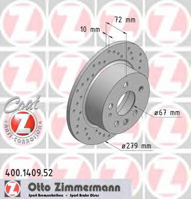 Otto Zimmermann 400.1409.52 Brake disc 400140952: Buy near me in Poland at 2407.PL - Good price!