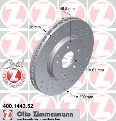 Otto Zimmermann 400.1443.52 Front brake disc ventilated 400144352: Buy near me in Poland at 2407.PL - Good price!