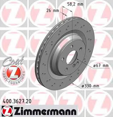 Otto Zimmermann 400.3627.20 Rear ventilated brake disc 400362720: Buy near me in Poland at 2407.PL - Good price!