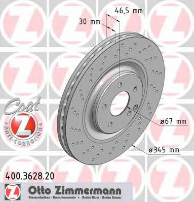 Otto Zimmermann 400.3628.20 Front brake disc ventilated 400362820: Buy near me in Poland at 2407.PL - Good price!