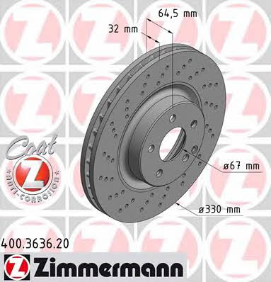 Otto Zimmermann 400.3636.20 Front brake disc ventilated 400363620: Buy near me in Poland at 2407.PL - Good price!
