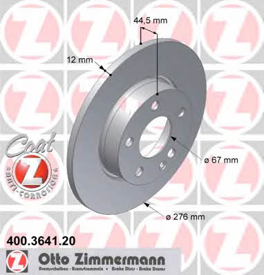 Otto Zimmermann 400.3641.20 Unventilated front brake disc 400364120: Buy near me in Poland at 2407.PL - Good price!